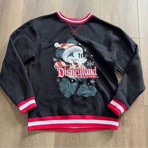 Disneyland Resort Disney World Mickey Christmas Holiday‎ Sweatshirt M Black Red